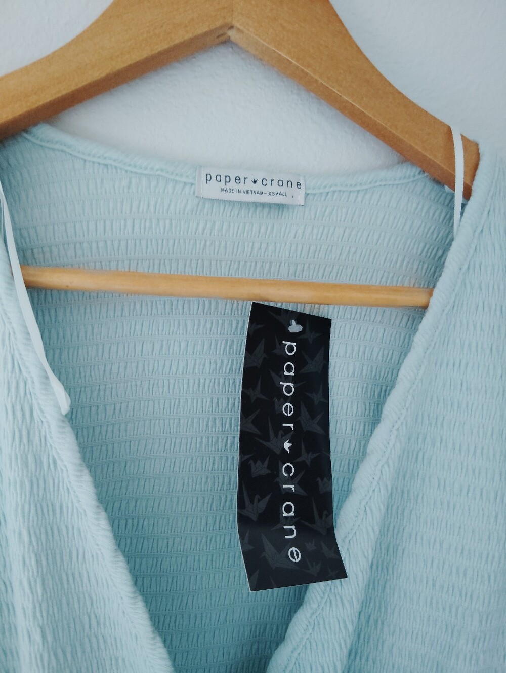 Paper Crane Pastel Blue Wrap Top - Picture 2 of 6